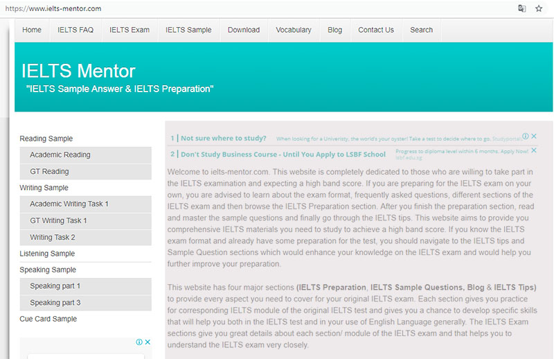 IELTS mentor - Website học IELTS online hay